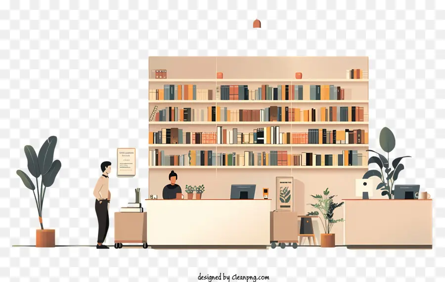 Buchhandlung Home Office arbeitet vom Home Bookshelf Desk - Moderner Buchzimmer mit friedlicher Atmosphäre