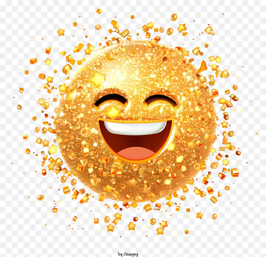 faccina - Happy Golden Smiley Face con stelle vorticose