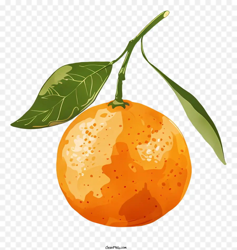 arancione - Arancione maturo con foglia verde e ombre