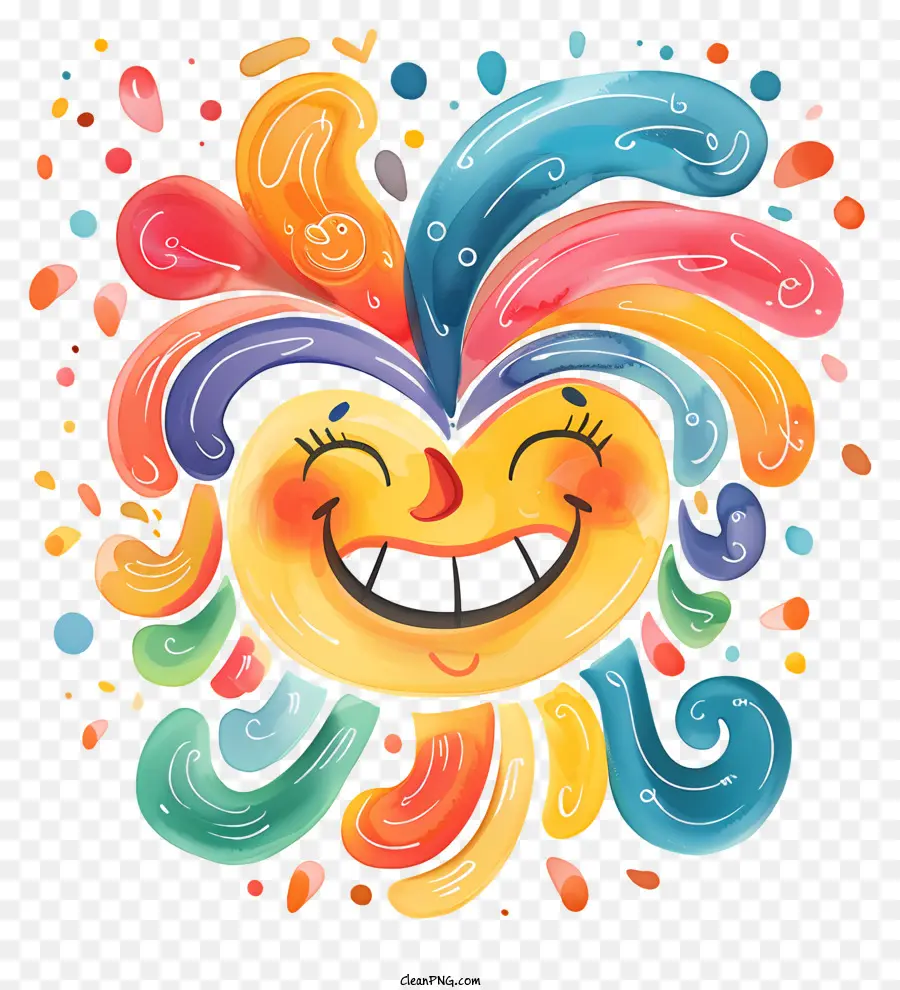 cartoon Sonne - Farbenfrohe, verspielte lächelnde Sonne im Aquarellstil