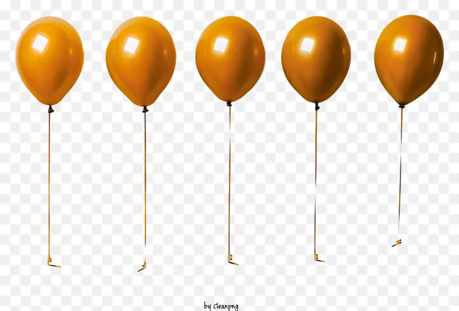 Goldballons - Bunte Orangenballons schweben in schwarzem Hintergrund