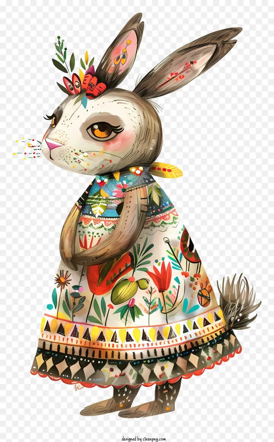 thỏ Phục Sinh - Nhân vật hoạt hình trong trang phục đầy màu sắc và hoa