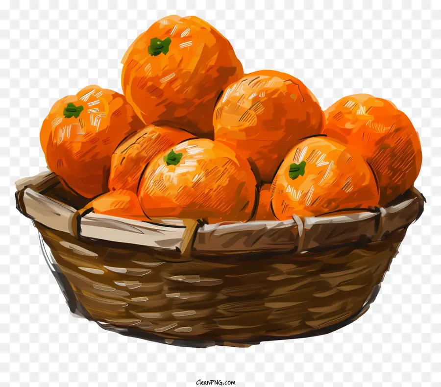 tangerine oranges basket bamboo fruit