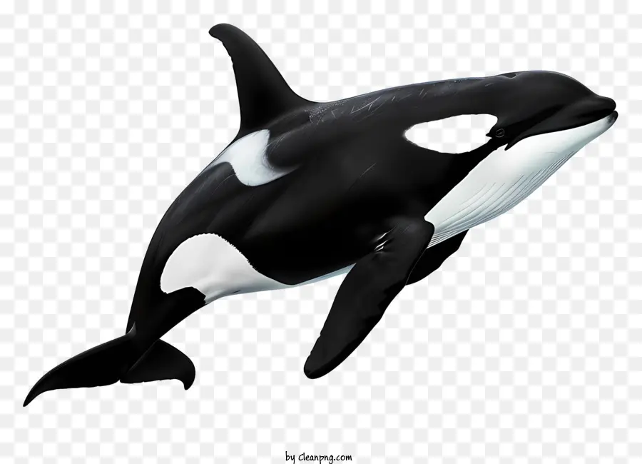 Killer Whale Orca Whale Whale Orca Black and Nero Dorsal Fin Sea Creature - Whale Orca in bianco e nero che nuota rapidamente
