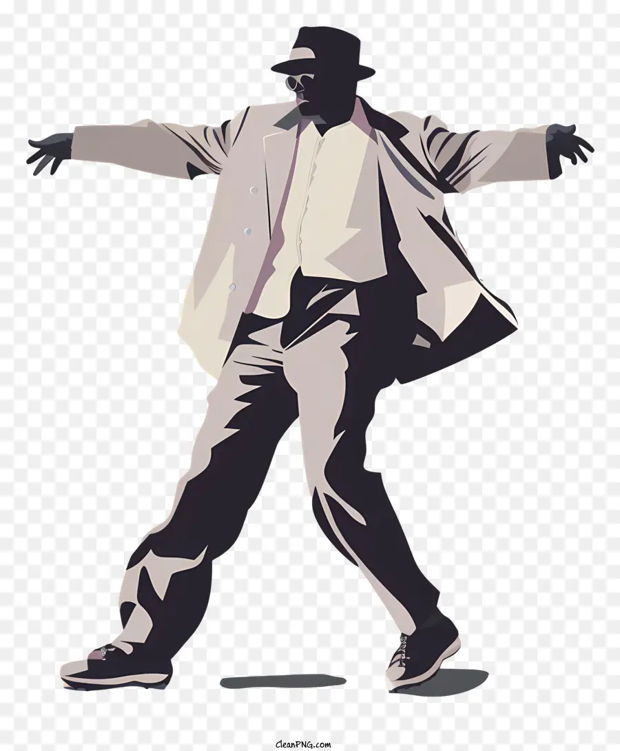 Disco -tanzende Silhouette -Mann Arme ausgestreckter Anzug - Mann im Anzug mit ausgestreckten Armen