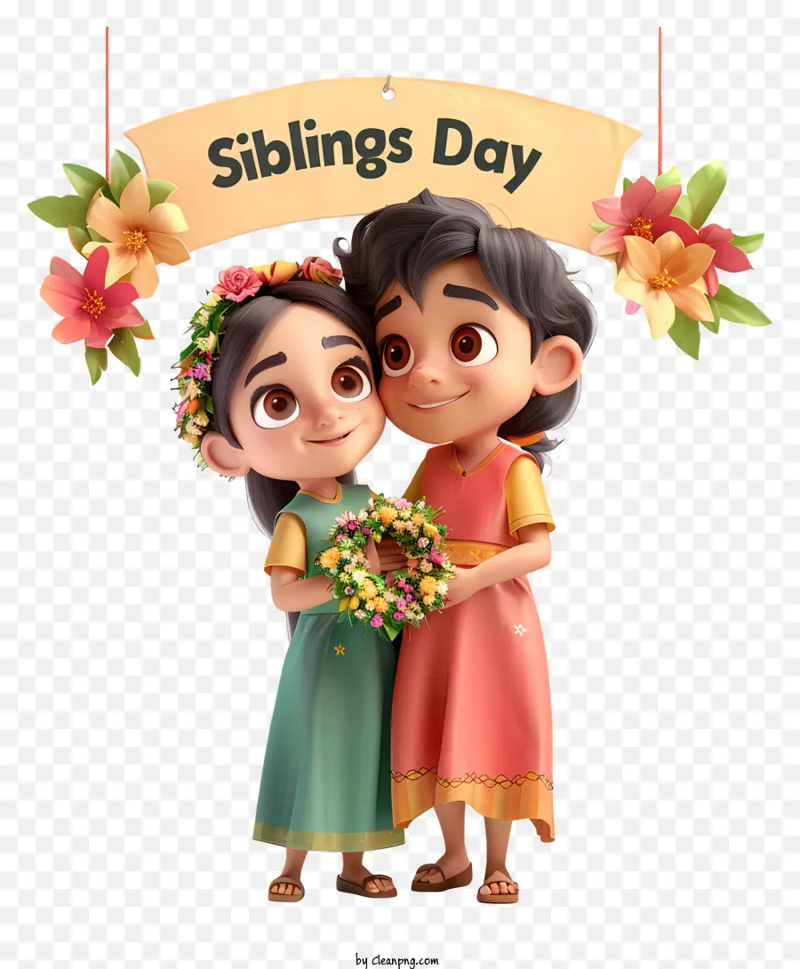 Geschwister Tag - Geschwister Tag Feier mit umarmenden Geschwistern Porträt