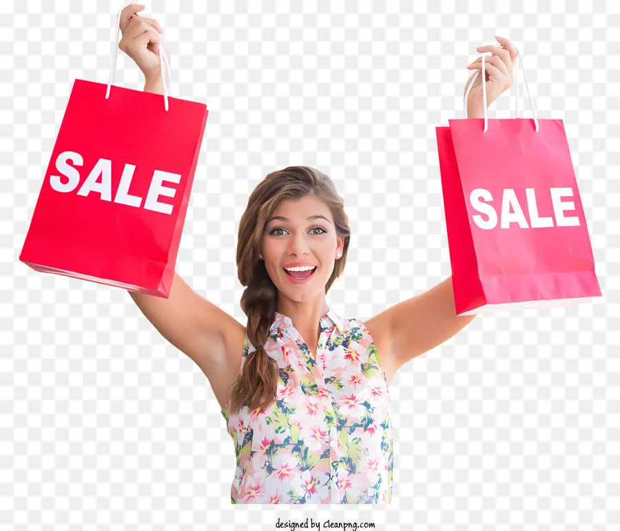Einkaufstaschen Promotion Einkaufskaufverkauf - Glückliche Frau mit rotem 