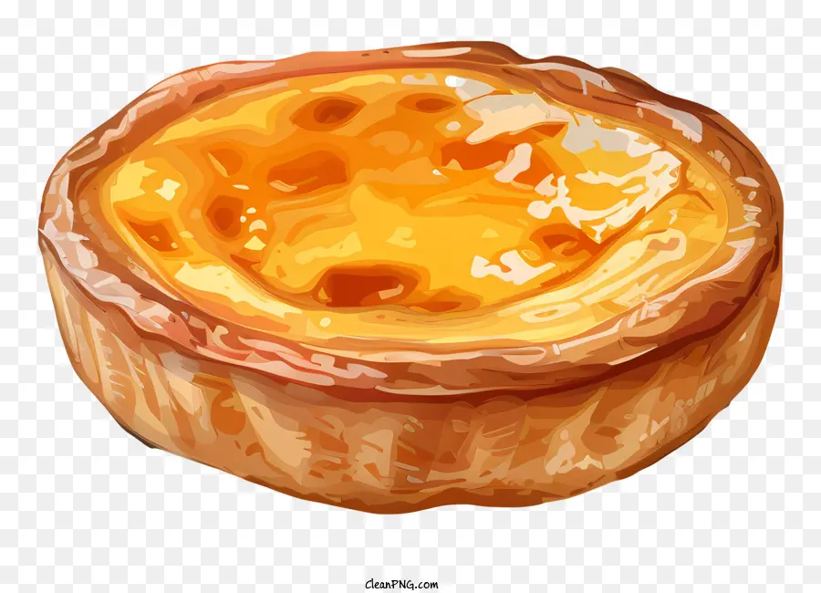 Pastel de nata Pastry Tarts Doughy dorate - Disegno digitale di pasta dorata rotonda