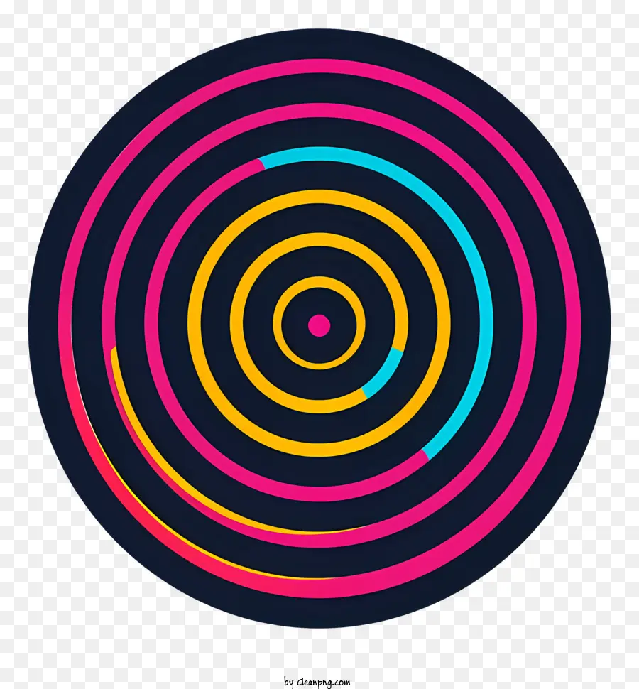 Schwarz Spiral abstrakte Kunst Geometrisches Design farbenfroher Kreis Moderne Kunst - Farbenfrohes kreisförmiges Design mit Blau, Pink, Gelb