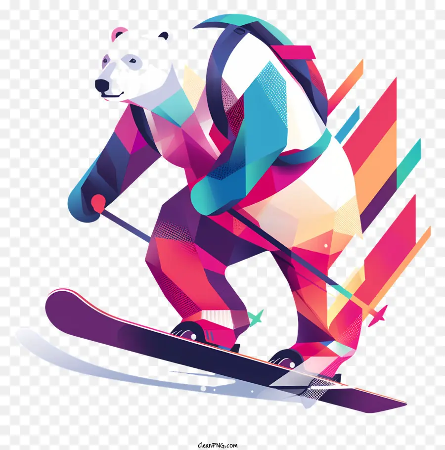 panda - Panda in attrezzatura da sci saltando felicemente in aria