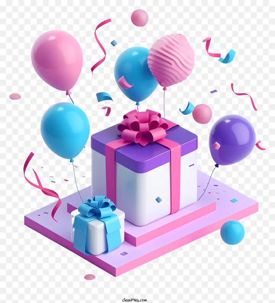 Geschenkbox - Bunte Geburtstags Geschenkbox mit Luftballons
