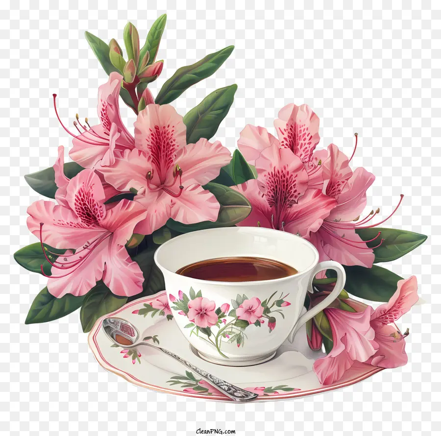 rosa Rosen - Elegante Tasse Tee mit rosa Rose