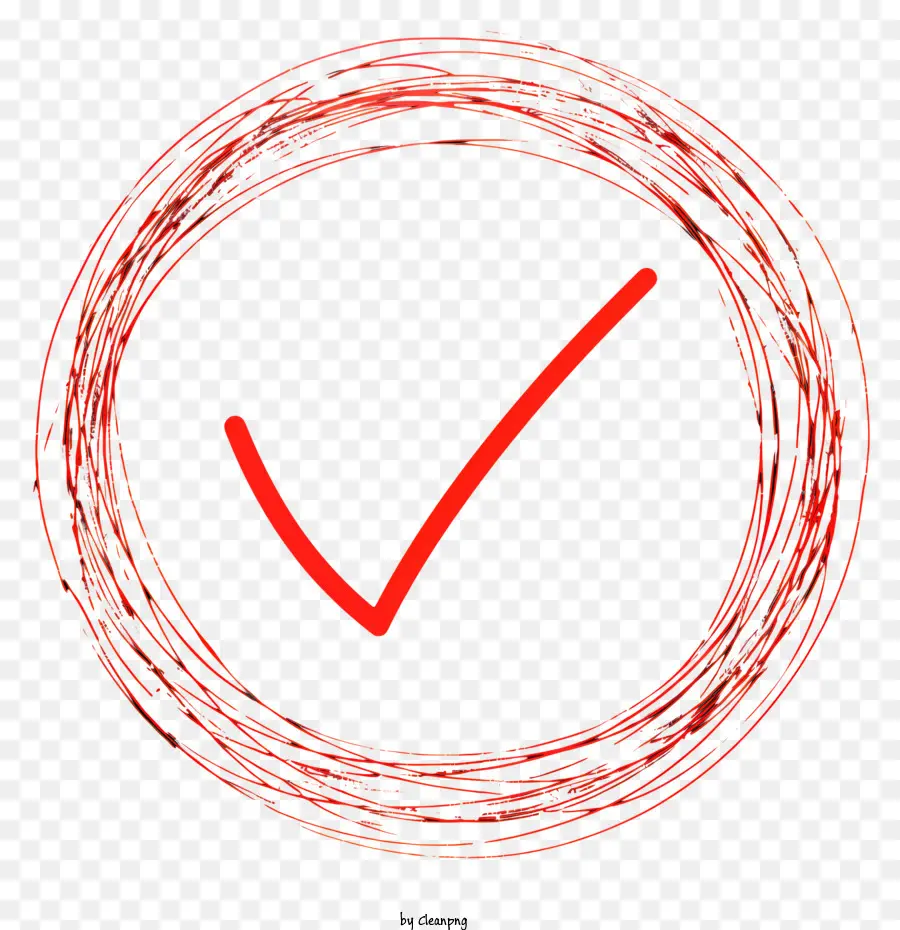 segno di spunta rosso - Cerchio rosso con approvazione del simbolo di zecca incrociata