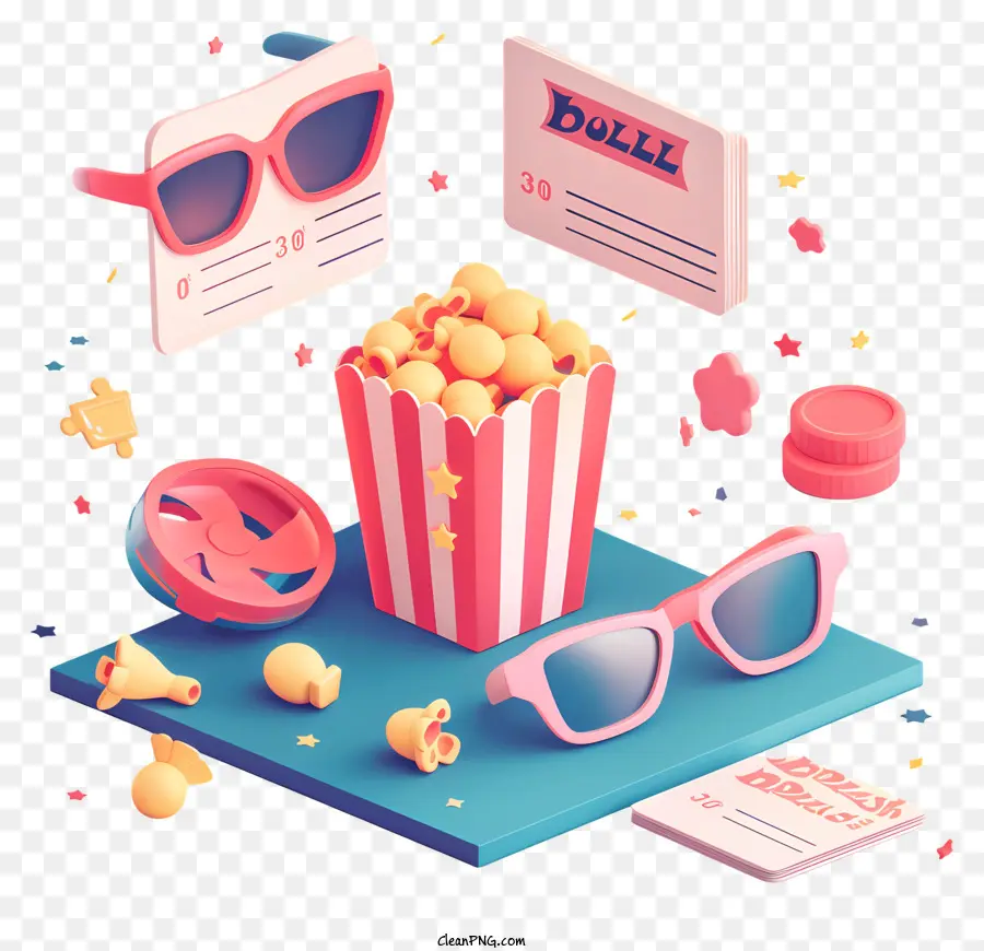 Popcorn - Secchio popcorn, bobine cinematografiche, occhiali da sole