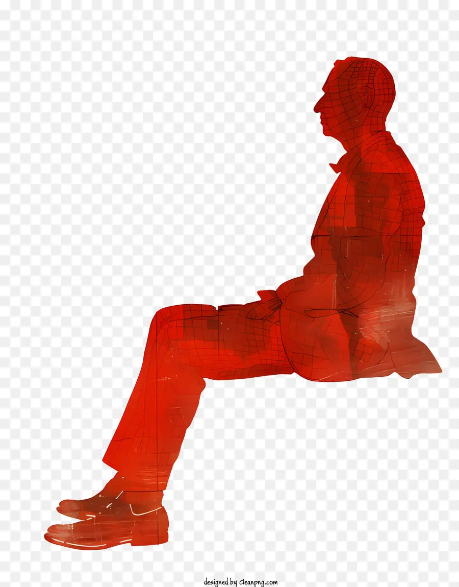 Orange - Silhouette des Mannes, der auf der roten Oberfläche sitzt