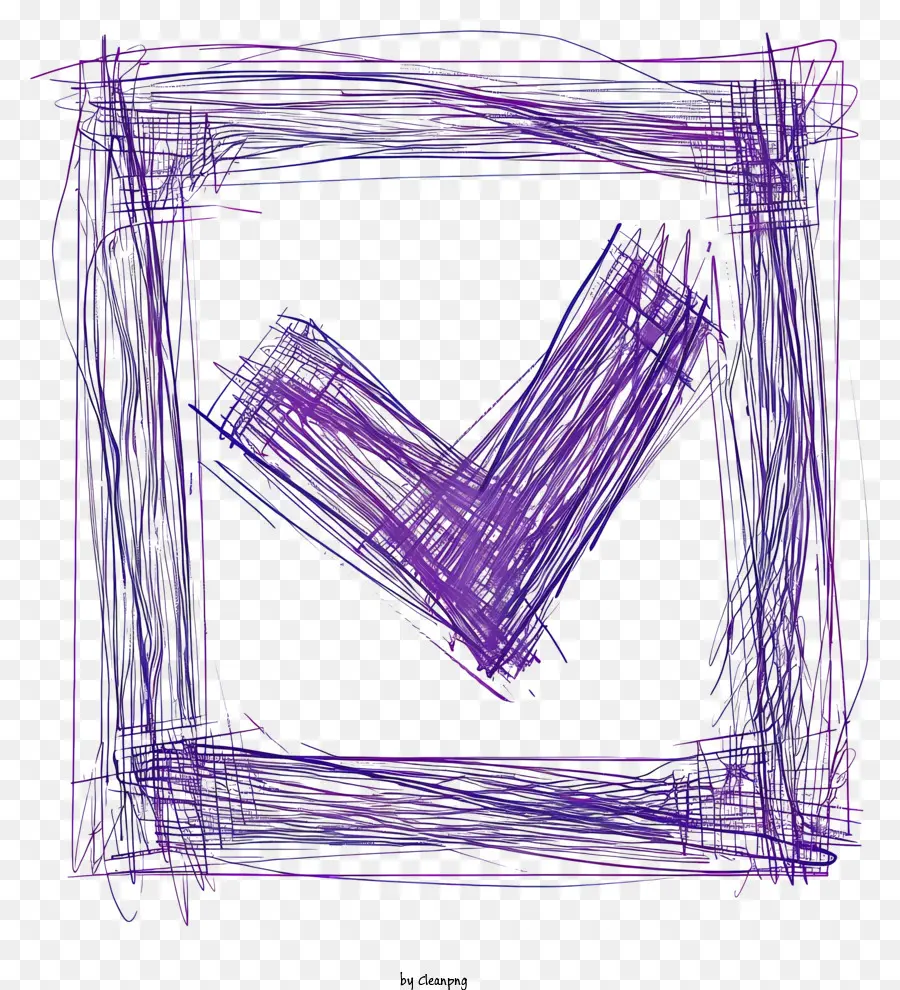 Purple Check -Mark Zeichnung farbige Bleistifte Künstler Skizze - Lila Rahmen mit Bleistiftmarke, künstlerische Textur