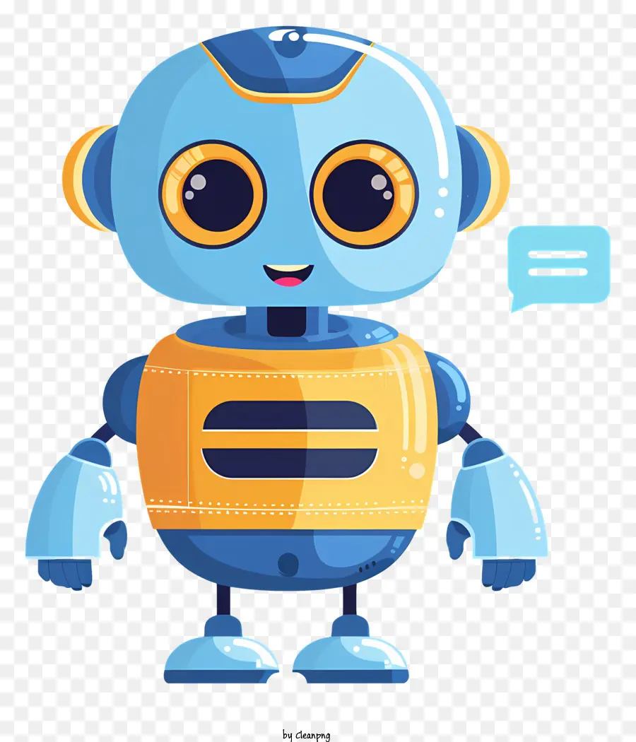 discorso, bolla - Robot cartoon con corpo blu e accessori