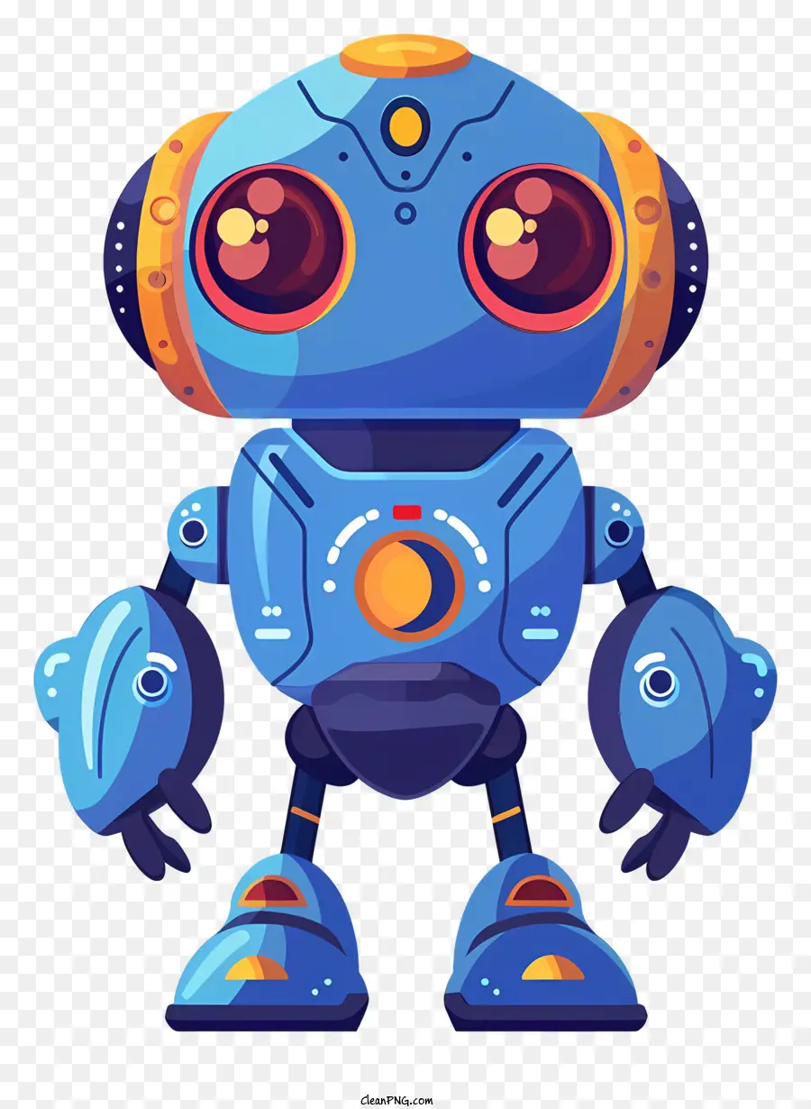 trợ lý robot robot màu xanh và mắt tròn mắt hình bầu dục mũi - Robot hạnh phúc màu xanh và màu cam với đôi mắt tròn
