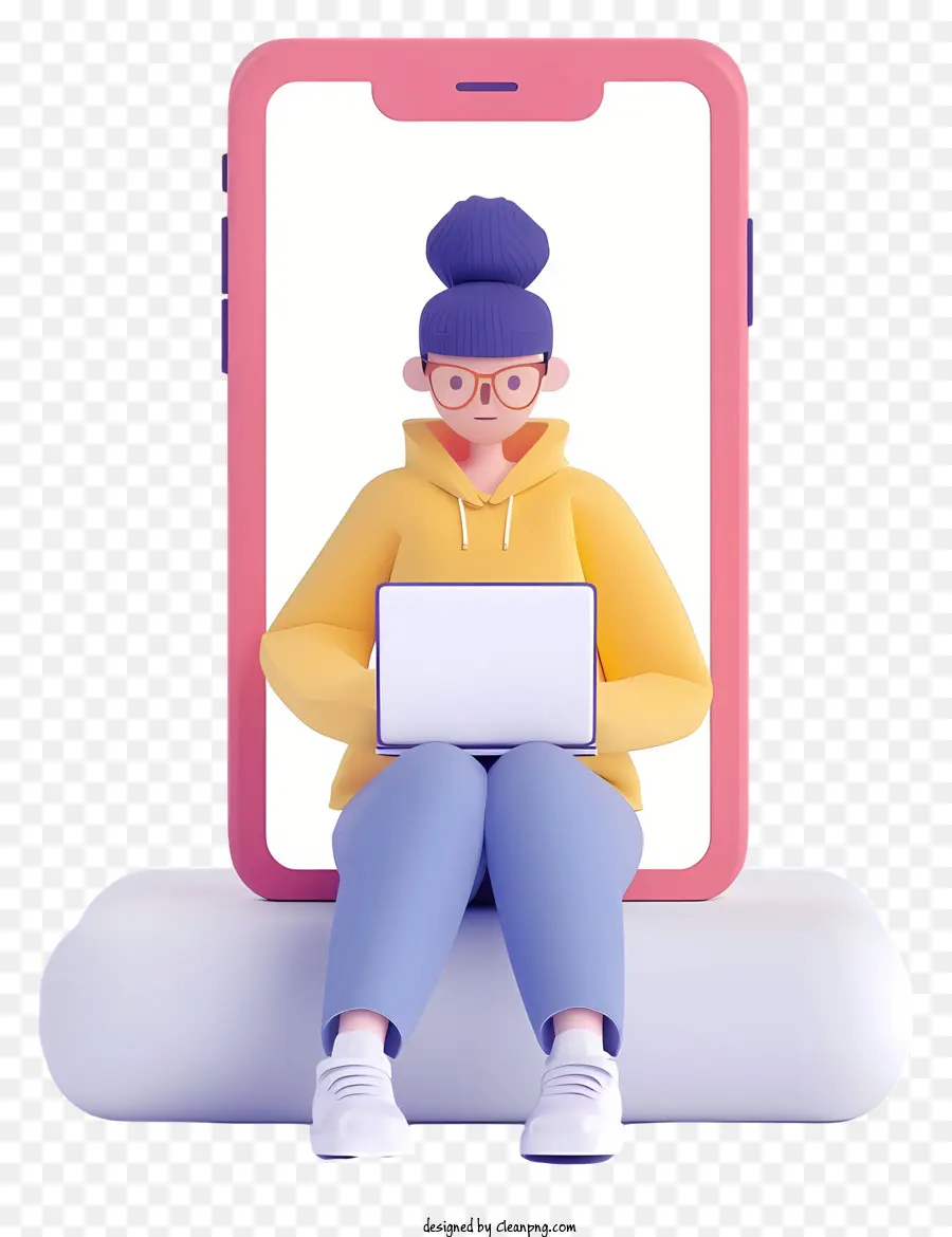 sfondo bianco - Persona seduta con laptop, sfondo bianco piatto