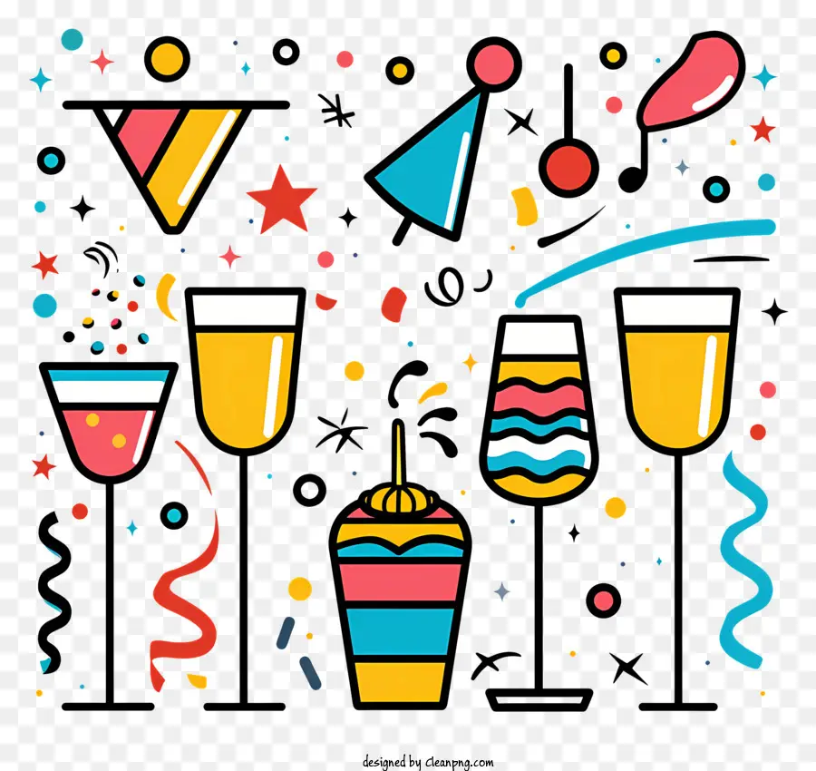Champagner - Farbenfrohe, festliche Partyszene mit Luftballons