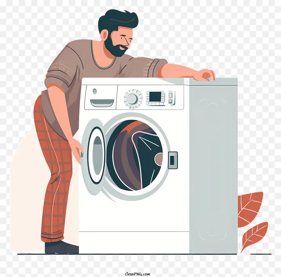 máy giặt - Người đàn ông đứng trước máy giặt