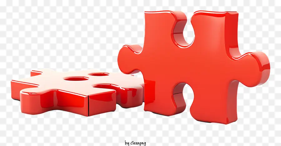Red Puzzle Puzzle Puzzle Rot Puzzle Stück schwarzer Hintergrund Würfelform Form - Rotes Puzzlerstück, das mit schwarzem Hintergrund verbunden ist