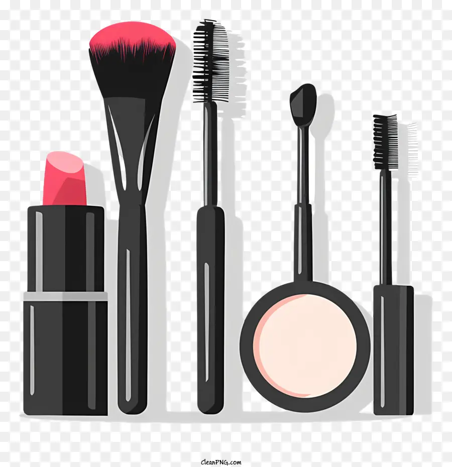 make up - Kosmetikbürsten und Make -up -Produkte in Schwarz