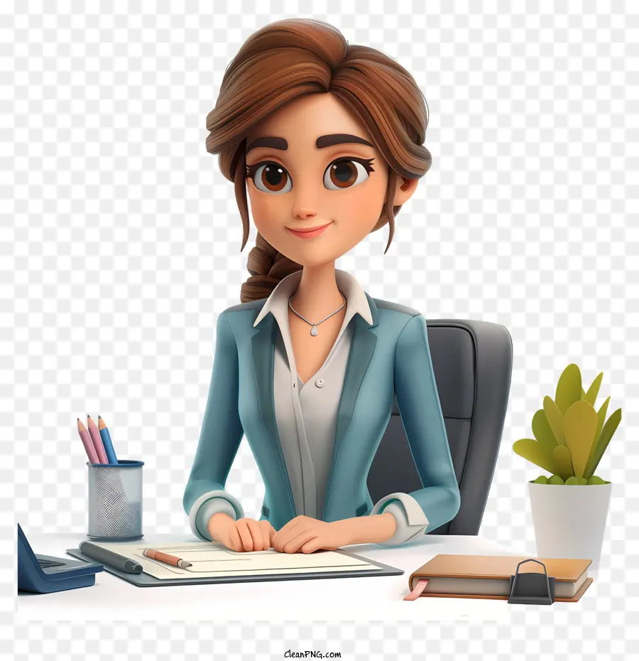 Brille - Professionelle Frau am Schreibtisch im Büro