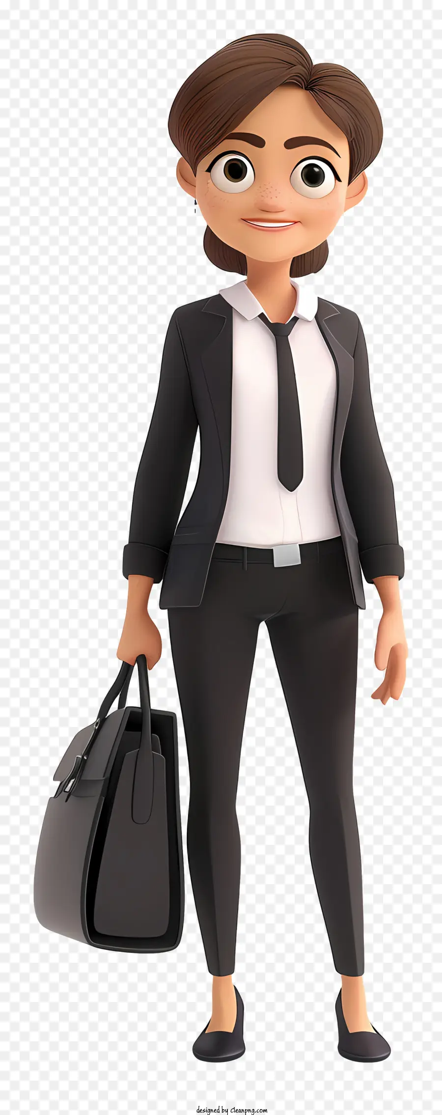 Geschäftsfrau Cartoon Geschäftsfrau professioneller Aktentasche Anzug - Weiblicher Geschäftsprofi im schwarzen Anzug