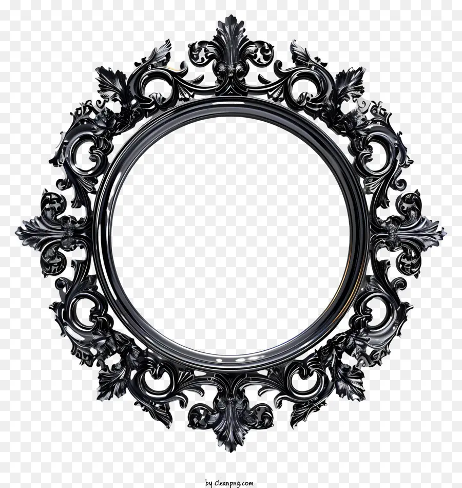 Runde Rahmen - Eleganter schwarzer Spiegel mit komplizierten Designs