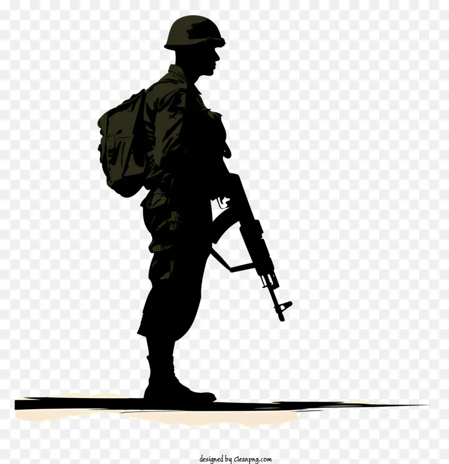 Soldier Silhouette - Militärmann, der auf dunklem Hintergrund läuft