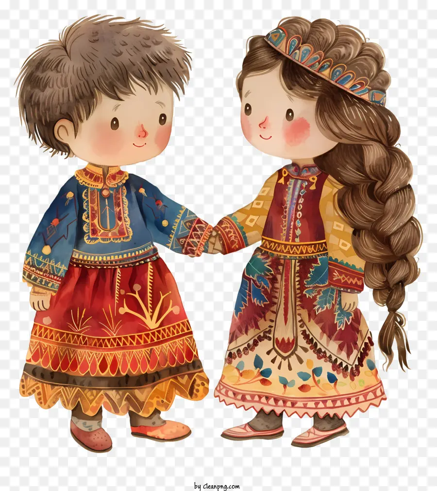reconciliation day watercolor illustration traditional dress kilt headscarfs