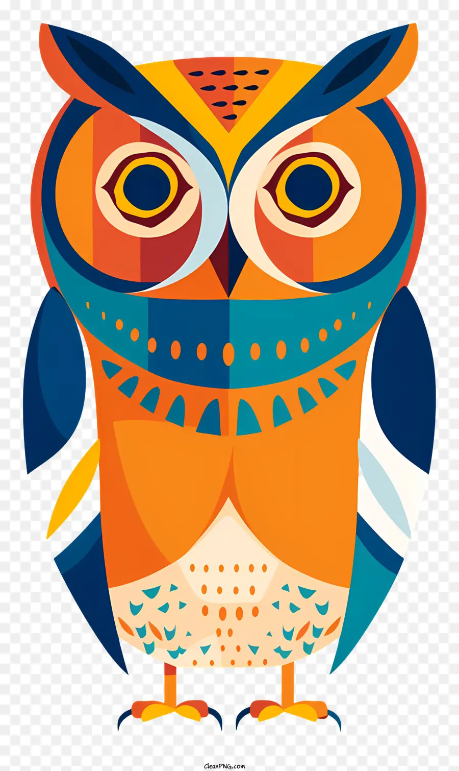 Cú Owl đầy màu cam và màu xanh lông màu xanh - Cú đầy màu sắc với đôi mắt nhắm lại nhìn xuống