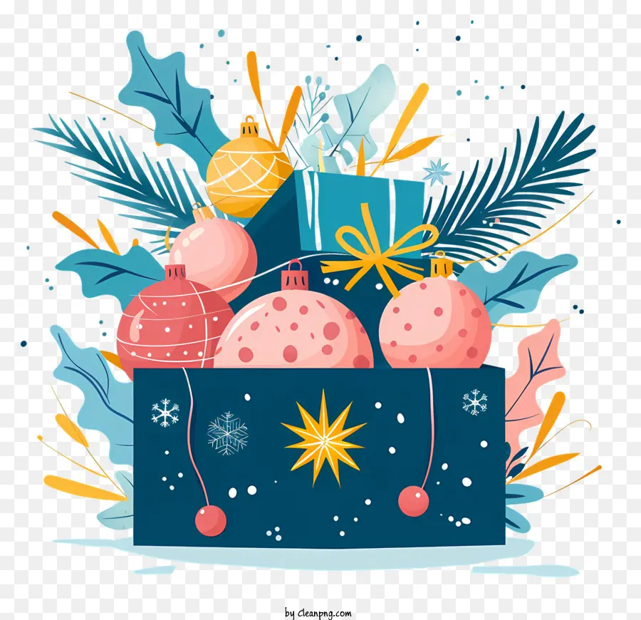 Contenitore di regalo di natale - Grande scatola regalo con decorazioni e alberi di Natale