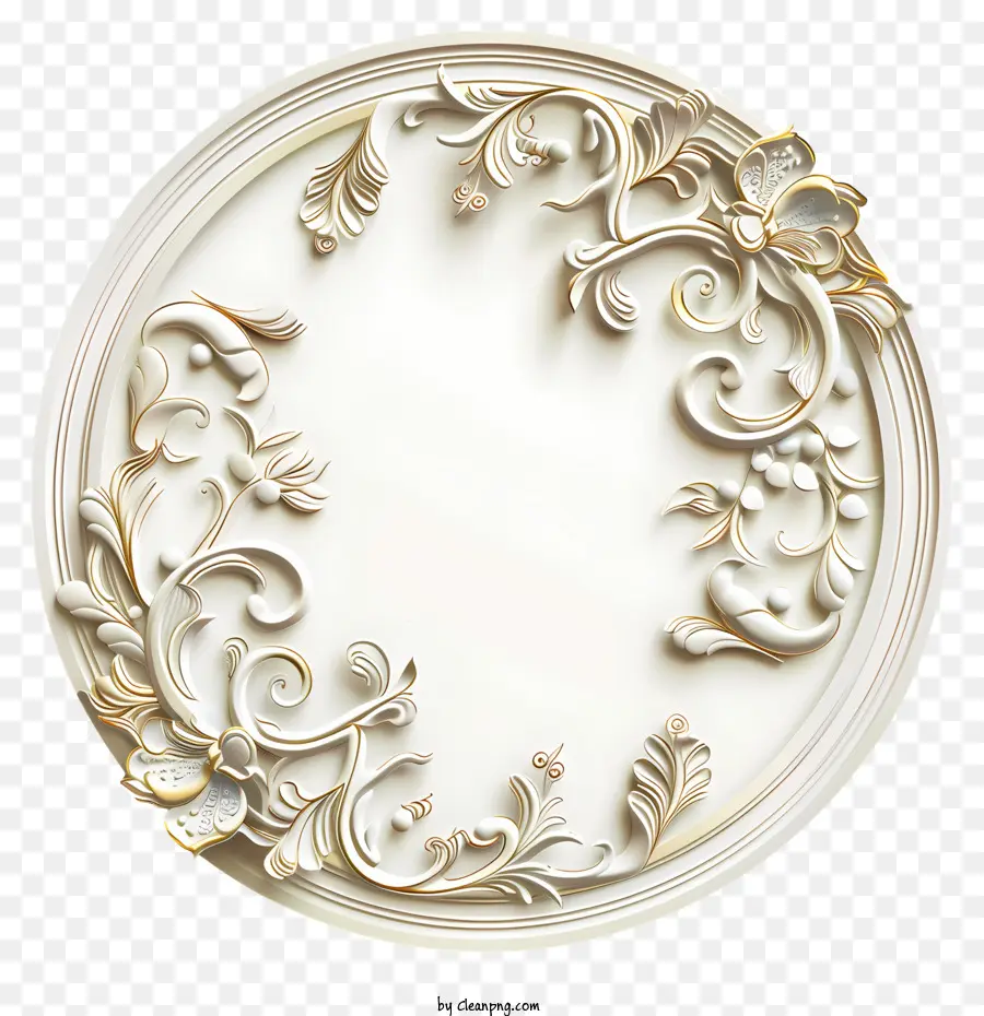 cornice tonda - Decorazione di cornici circolari bianche e oro ornamentali