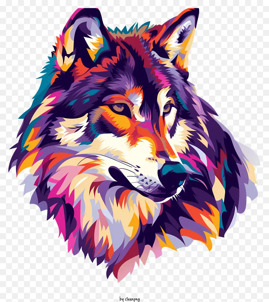 Sói sói chân dung đầy màu sắc đầy màu sắc - Chân dung sói đầy màu sắc với đôi mắt nhắm