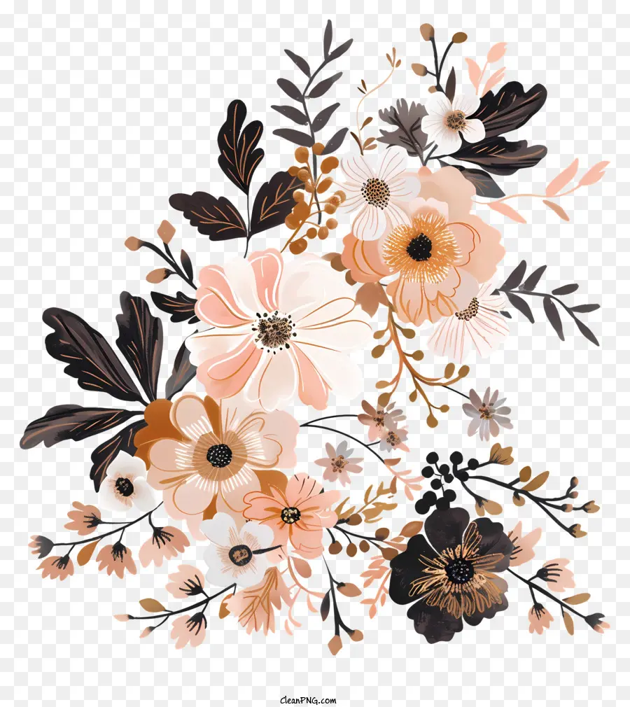 Flores hoa sắp xếp hoa cam hoa màu nâu hoa màu be - Sắp xếp hoa thanh lịch trên nền đen