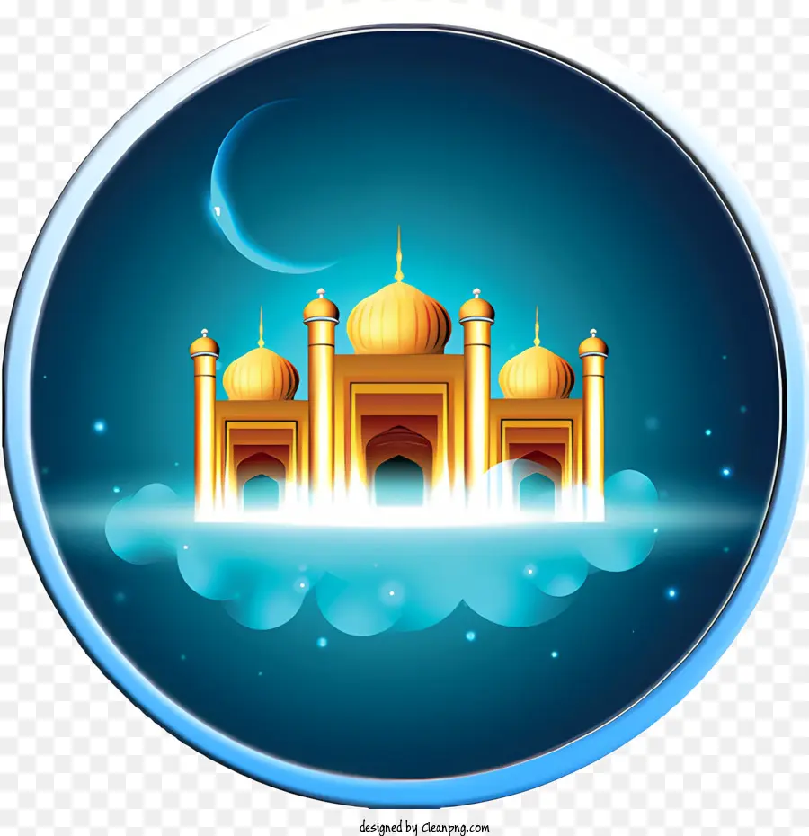 Ramadan - Bunte Moschee im Himmel, Mond Hintergrund. 
Friedlich, spirituell
