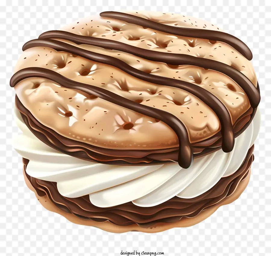 Keks mit cremefarbener Erdnussbutter Eis Schokoladen Fudge Schlagsahne Schokoladen -Ganache - Köstliches Eiscremesandwich mit Schokoladenschichten