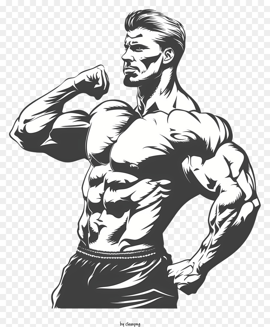 Starker Mann Fitness Fitnessstudio Krafttraining Muskularbau - Fit Man spielt Muskeln in Silhouette