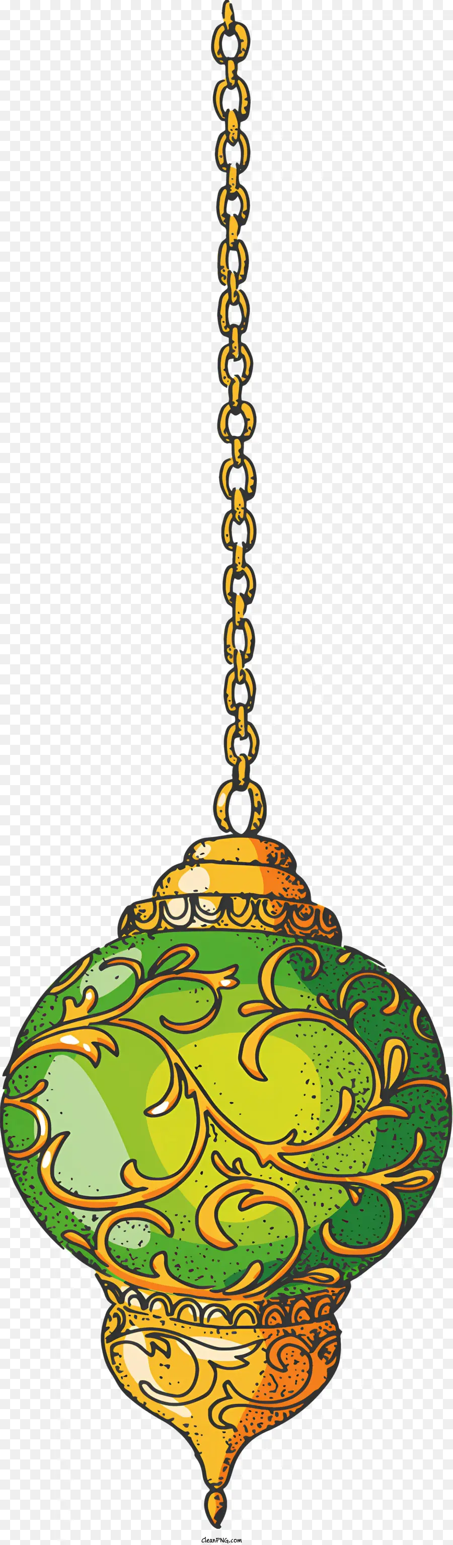 Ramadan - Elegante lampada in vetro appeso verde e giallo