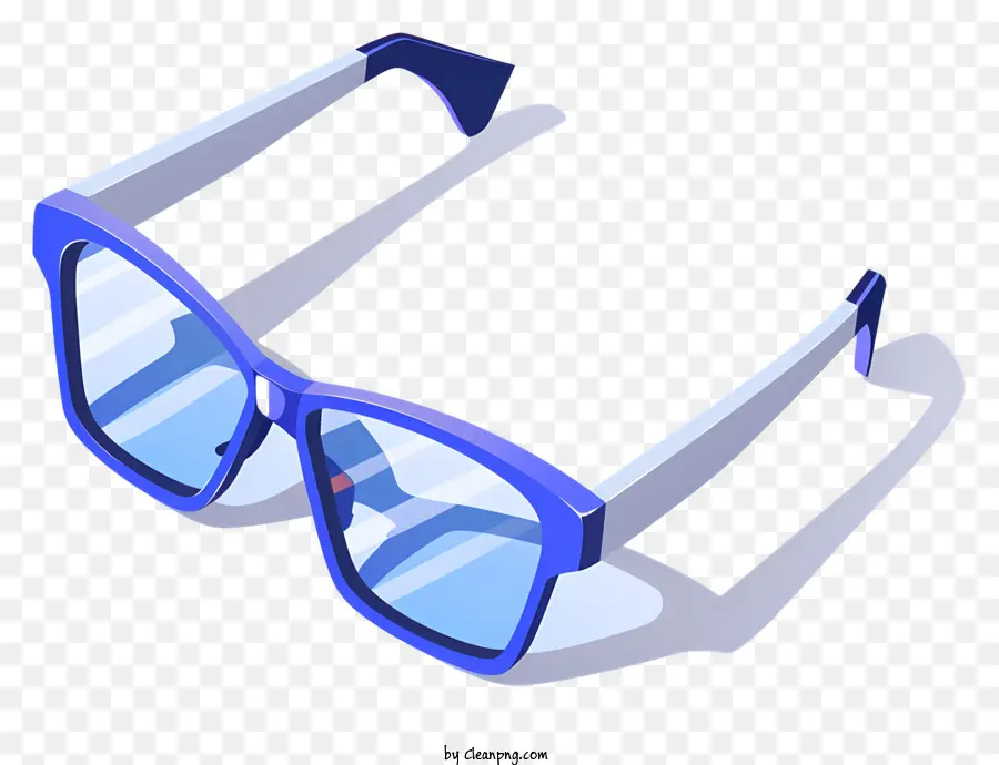 eyewear blue sunglasses white lenses rectangle shape clear plastic
