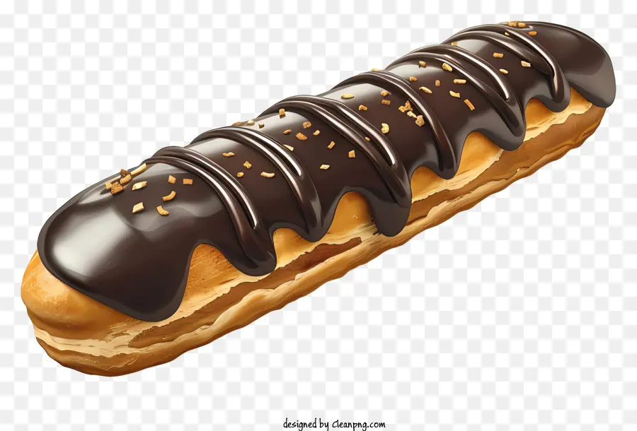 Eclair Chocolate Croissant Dark Chocolate Backtry Goldene Flecken - Schokoladengefüllte Croissant mit goldenen Flecken