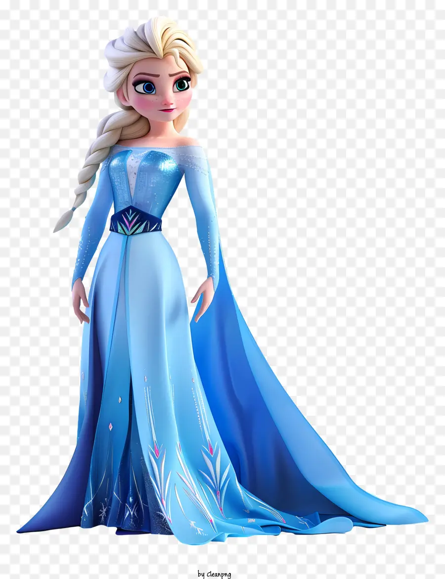 Gefrorene Elsa Prinzessin Prinzessin Elsa Disney Gefrorenes langes blondes Haar Blaues Kleid - Cartoon Prinzessin Elsa in blauem Kleid
