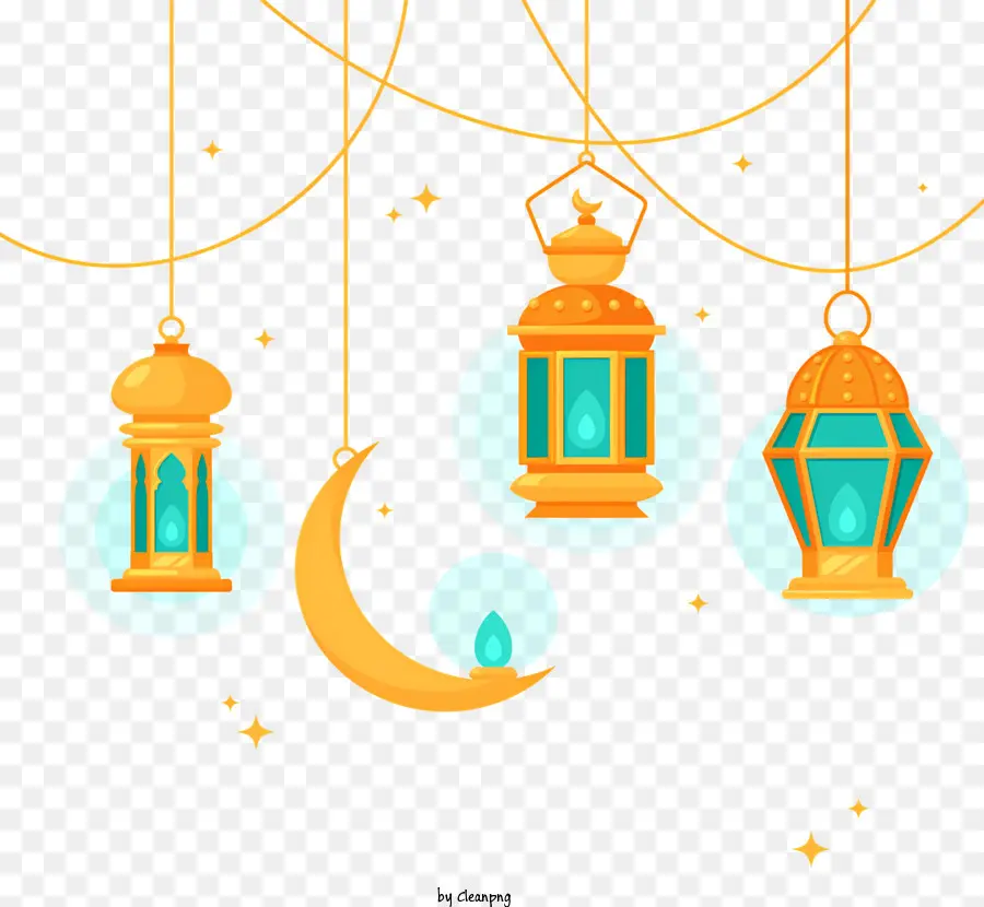 Ramadan - Lanterne festive sospese, immagine vettoriale, uso versatile
