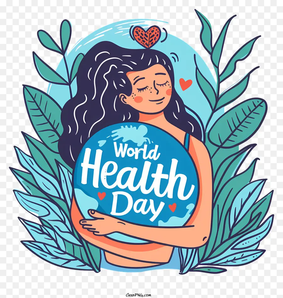 Weltgesundheitstag - Frau, die am Weltgesundheitstag den Globus im Wald hält