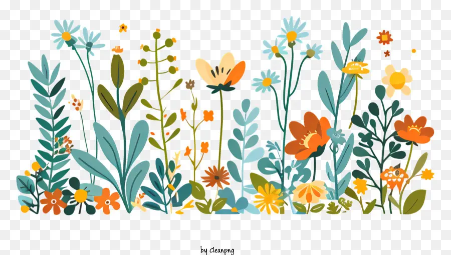 hoa biên giới - Đồng cỏ hoa đầy màu sắc theo phong cách 8 bit