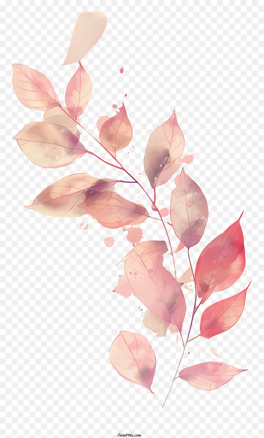 lá mùa thu - Lá màu nước màu hồng và đỏ