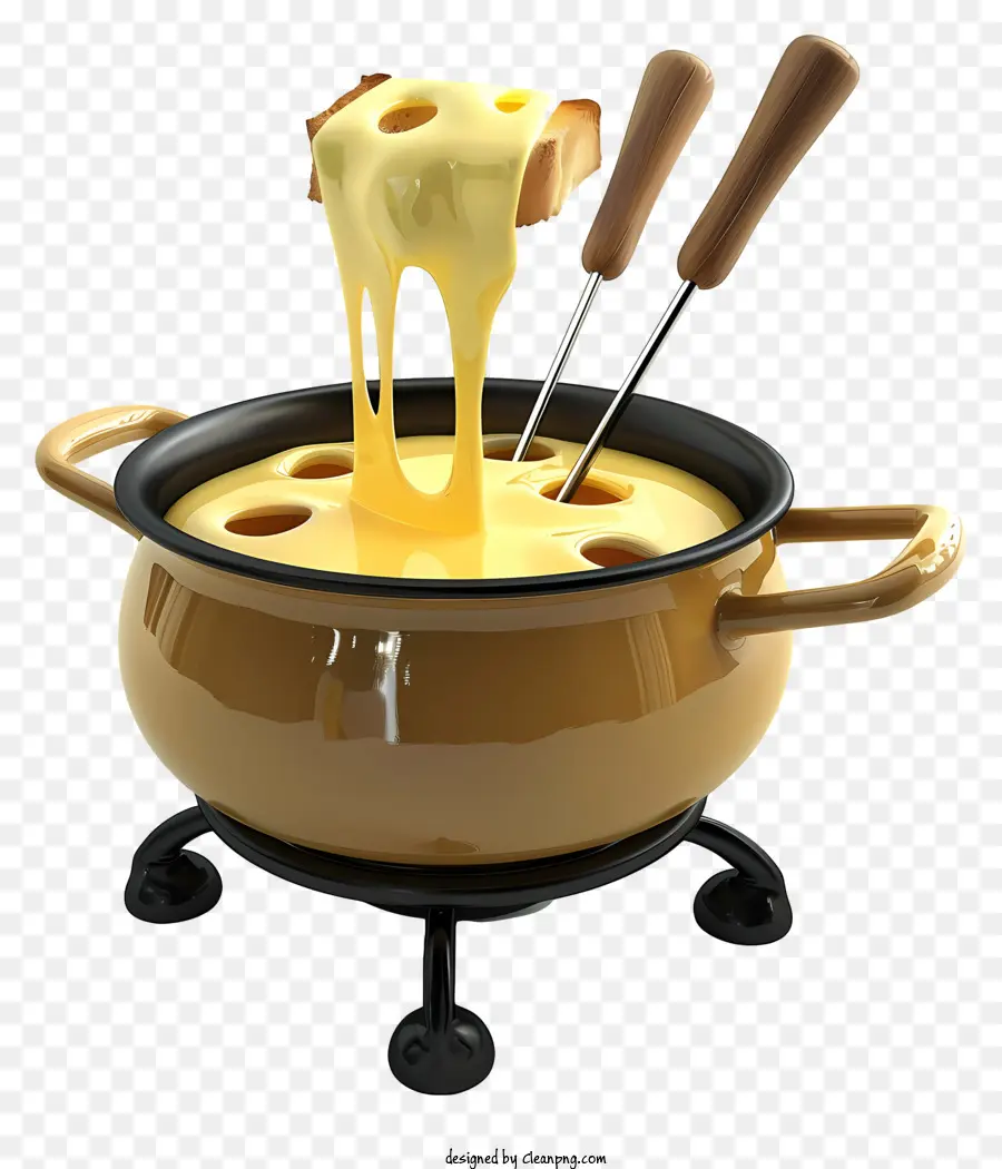 cheese fondue day cheese fondue black cast iron pot bread sticks wooden spoons