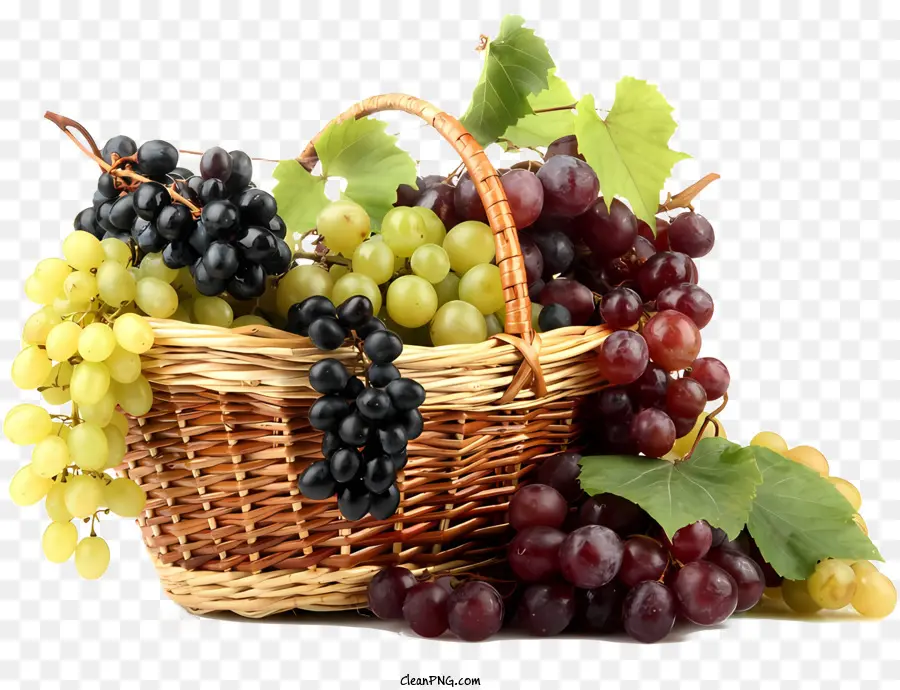 sfondo bianco - Cesto di uva fresca, arrangiamento accattivante